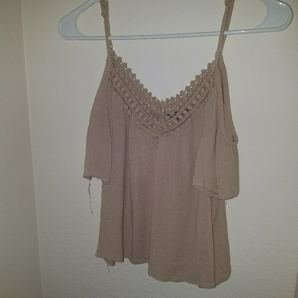 Beige off the shoulder top